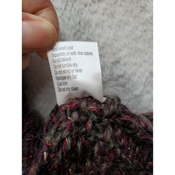 Elsamanda Knit Top Womens Large Burgundy Multi Metallic Alpaca Wool Short Sleeve - Picture 9 of 9